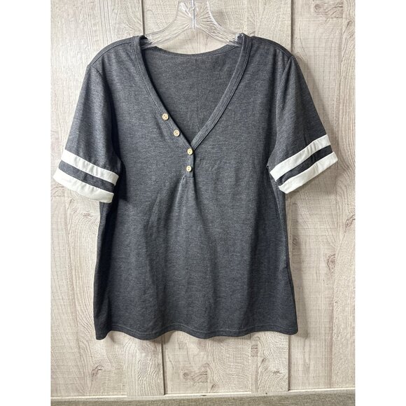 Womens Set of 2 Gray and Blue T Shirts Size Large Raglan Short Sleeves - Picture 7 of 12